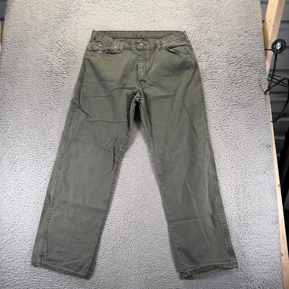 Vintage Dickies Pant Men 38x32 Green Cotton Khakis Straight Baggy Relaxed Travel